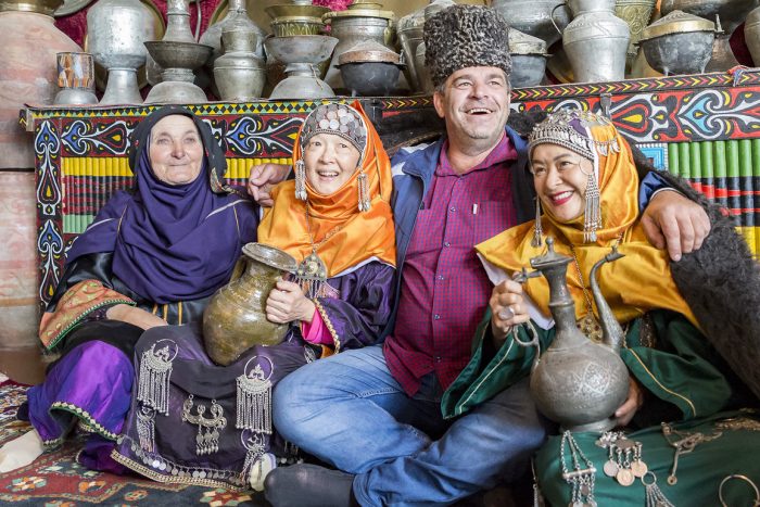 Photo of tourists in traditional dress of brides in the village of Balkhar in Dagestan_Photo by Vladimir Sevrinovsky