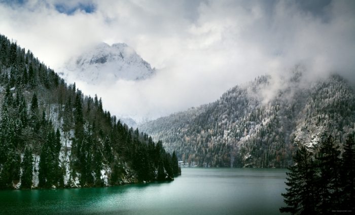 Ritsa lake in winter time